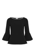 Visola 3/4 O-Neck Contrast Top/Ka Tops T-shirts & Tops Long-sleeved Black Vila