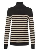 Kalizza Striped Roll Neck Tops Knitwear Turtleneck Black Kaffe