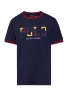 Corduroy-Logo Cotton Jersey Tee Tops T-Kortærmet Skjorte Navy Ralph Lauren Kids