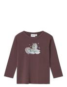 Nmfwillitus Wool Ls Top Tops T-shirts Long-sleeved T-Skjorte Purple Name It