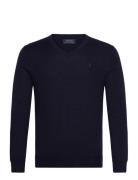 Slim Fit Washable Wool V-Neck Sweater Tops Knitwear V-necks Navy Polo Ralph Lauren