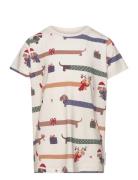 Bamboo T-Shirt Santa Dogs Tops T-Kortærmet Skjorte Cream Geggamoja