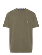 Classic Fit Cotton-Linen Pocket T-Shirt Tops T-Kortærmet Skjorte Khaki Green Polo Ralph Lauren