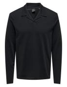 Onsbrody Reg Split Neck Ls Polo Tops Polos Long-sleeved Black ONLY & SONS