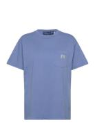 Logo Cotton Jersey Pocket Tee Tops T-shirts & Tops Short-sleeved Blue Polo Ralph Lauren