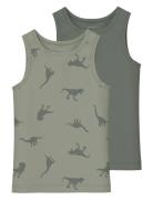 Nmmtank Top 2P Agave Green Dino Noos Tops T-shirts Sleeveless Green Name It