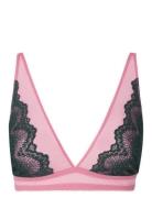 Lace Mesh Plunge Bralette Lingerie Bras & Tops Soft Bras Bralette Pink Understatement Underwear