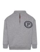 Embroidered Detail Cotton Sweatshirt Tops Sweatshirts & Hoodies Sweatshirts Grey Mango