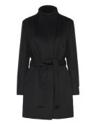 Wool Funnel Neck Coat Outerwear Coats Winter Coats Black Calvin Klein