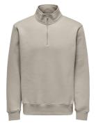 Onsconnor Reg 1/4 Zip Sweat Tops Sweatshirts & Hoodies Sweatshirts Cream ONLY & SONS