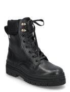 Cleated Lace-Up Lthr Mix Mono Tl Shoes Boots Ankle Boots Laced Boots Black Tommy Hilfiger