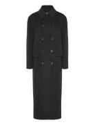 Double Breasted Brushed Wool C Outerwear Coats Winter Coats Black Filippa K