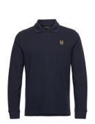 Belstaff Long Sleeved Polo Dark Ink Tops Polos Long-sleeved Blue Belstaff