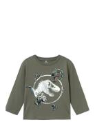 Nmmsurinder Jurassic Ls Nreg Top Sky Tops T-shirts Long-sleeved T-Skjorte Khaki Green Name It