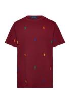 Polo Pony Cotton Mesh Tee Tops T-Kortærmet Skjorte Burgundy Ralph Lauren Kids