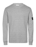 Badge Waffle Ls Tee Tops Sweatshirts & Hoodies Sweatshirts Grey Calvin Klein Jeans