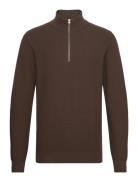 Cfkarl 0160 Structured Halfzip Knit Tops Knitwear Half Zip Jumpers Brown Casual Friday