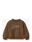 Sweatshirt L/S Embroidery Eliza Tops Sweatshirts & Hoodies Sweatshirts Brown Wheat