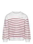 Striped Cotton-Blend Sweatshirt Tops Sweatshirts & Hoodies Sweatshirts White Mango