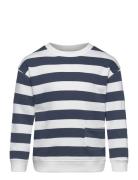 Striped Print Sweatshirt Tops Sweatshirts & Hoodies Sweatshirts Navy Mango