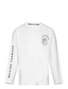 Printed Long Sleeve T-Shirt Tops T-shirts Long-sleeved T-Skjorte White Mango