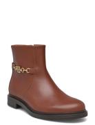 Th Chain Leather Low Bootie Shoes Boots Ankle Boots Ankle Boots Flat Heel Brown Tommy Hilfiger