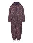 Snow Suit Aop Outerwear Coveralls Snow-ski Coveralls & Sets Purple Mikk-line