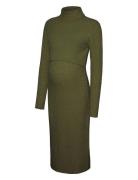 Mlsuniva June L/S Knit Midi Dress 2F Knælang Kjole Khaki Green Mamalicious