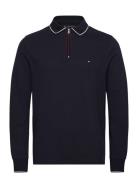 Ls Zip Rwb Detail Reg Polo Tops Knitwear Half Zip Jumpers Navy Tommy Hilfiger