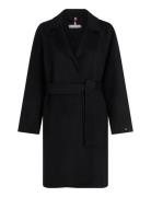 Reg Df Wool Belted Coat Outerwear Coats Winter Coats Black Tommy Hilfiger