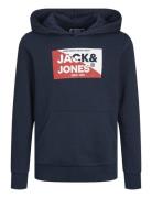 Jjnolan Sweat Hood Jnr Tops Sweatshirts & Hoodies Hoodies Navy Jack & J S