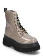 Biagas Lace Up Platform Boot Patent Aquarius Shoes Boots Ankle Boots Laced Boots Grey Bianco