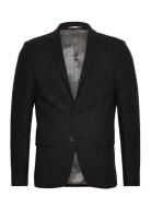 Flannel Wool Blend Blazer Suits & Blazers Blazers Single Breasted Blazers Black Lindbergh