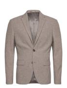 Flannel Wool Blend Blazer Suits & Blazers Blazers Single Breasted Blazers Beige Lindbergh