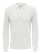 Onsphill Reg 12 Rib Ls Polo Knit Tops Polos Long-sleeved White ONLY & SONS