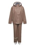 Pu Rain W. Susp. Recycled Outerwear Rainwear Rainwear Sets Brown Mikk-line