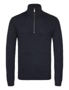 Bs Innes Regular Fit Knitwear Tops Knitwear Half Zip Jumpers Navy Bruun & Stengade