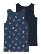 Nkmtank Top 2P Dark Denim Football Noos Tops T-shirts Sleeveless Navy Name It