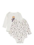 Polo Bear Cotton Bodysuit 2-Pack Bodies Long-sleeved White Ralph Lauren Baby