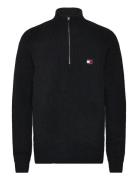 Tjm Reg 1/4 Zip Raglan Badge Tops Knitwear Half Zip Jumpers Black Tommy Jeans