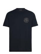 Stamp T-Shirt Tops Knitwear Round Necks Navy Lyle & Scott