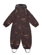 Polyester Baby Suit - Aop Forest Outerwear Coveralls Snow-ski Coveralls & Sets Brown Mikk-line