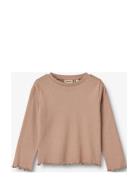 T-Shirt L/S Else Tops T-shirts Long-sleeved T-Skjorte Beige Wheat