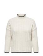 Carchick Stitch Ls Highneck Pull Knt Tops Knitwear Jumpers White ONLY Carmakoma