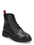 Tjw Lace Up Flat Boot Shoes Boots Ankle Boots Laced Boots Black Tommy Hilfiger