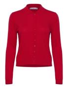 Polo-Neck Cardigan Tops Knitwear Cardigans Red Mango