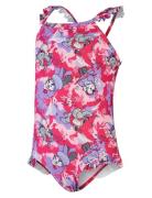 Girls Learn To Swim Printed Frill Thinstrap Sport Swimsuits Pink Speedo