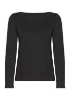 Long-Sleeved Boat-Neck T-Shirt Tops T-shirts & Tops Long-sleeved Black Mango