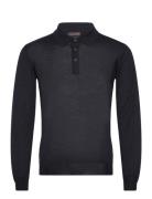 Melvin Poloshirt Tops Knitwear Long Sleeve Knitted Polos Navy Oscar Jacobson