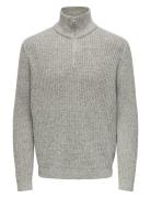 Onsmalaki Reg 7 Half Zip Knit Cs Tops Knitwear Half Zip Jumpers Grey ONLY & SONS